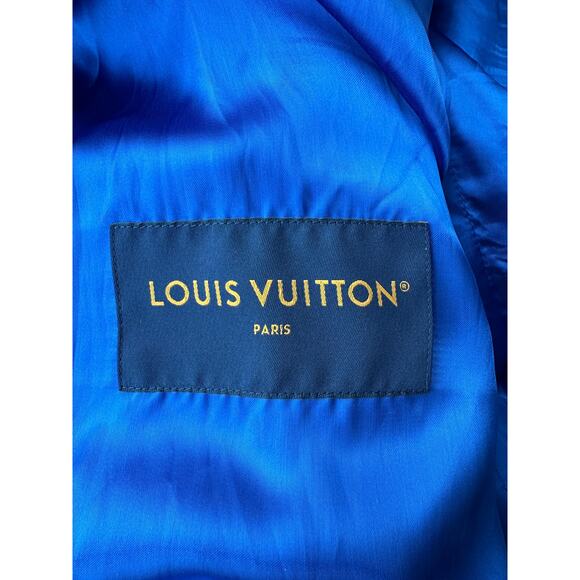 Louis Vuitton Blue & Grey Leather Varsity Jacket - Picture 3 of 8